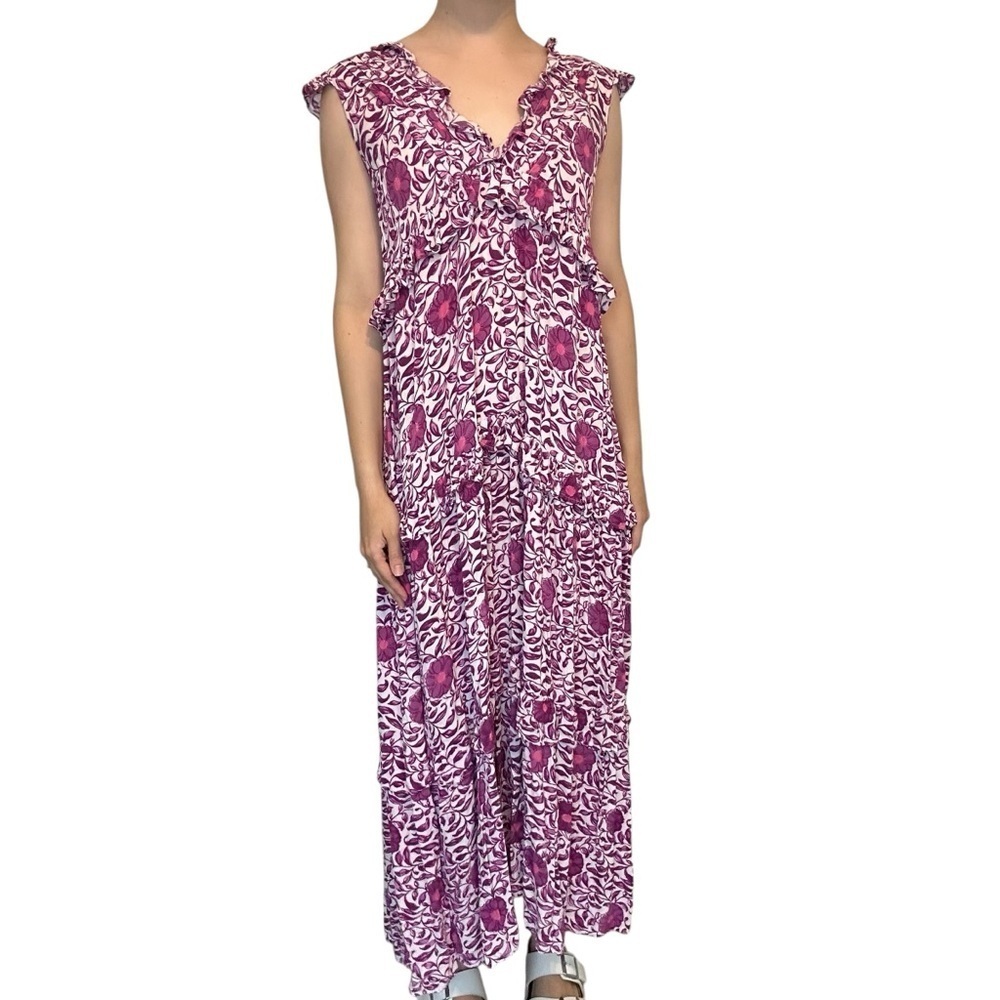 Bindu Kassandra Maxi Dress Violet Purple Floral Bohemian Chic Summer Size Small